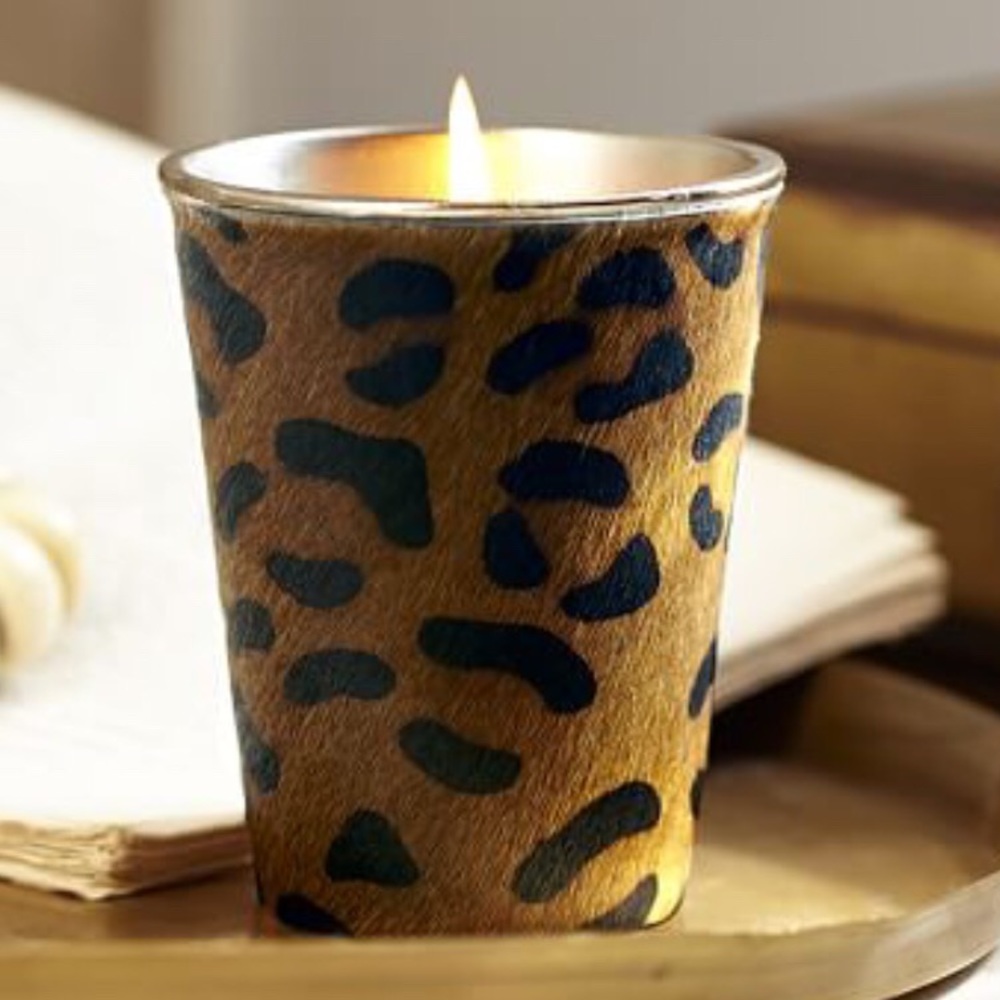 Pottery Barn cheetah candle (discontinued) sale is 2 for $60